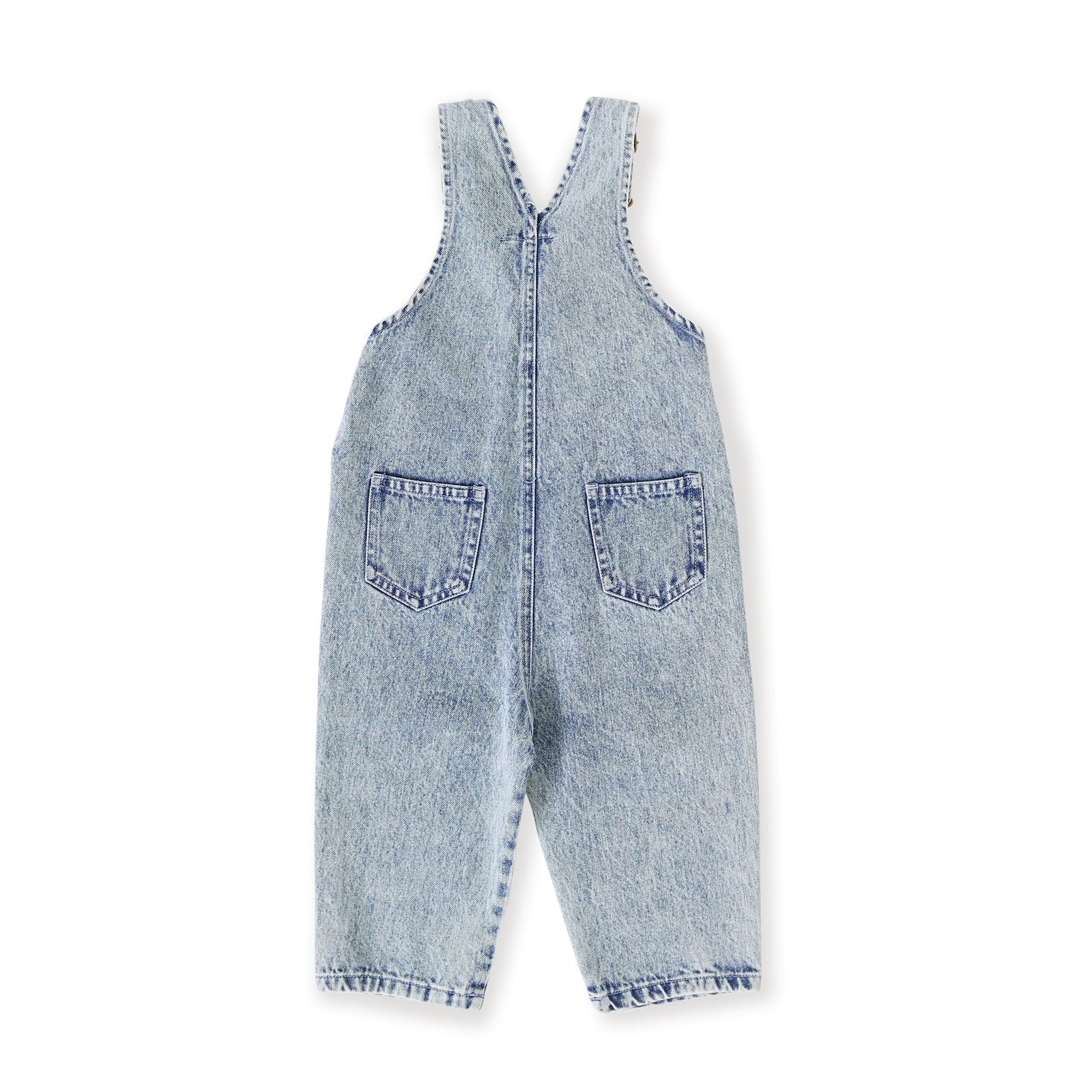 Goldie & Ace Austin Vintage Washed Denim Overalls Light Denim, product flat lay 2