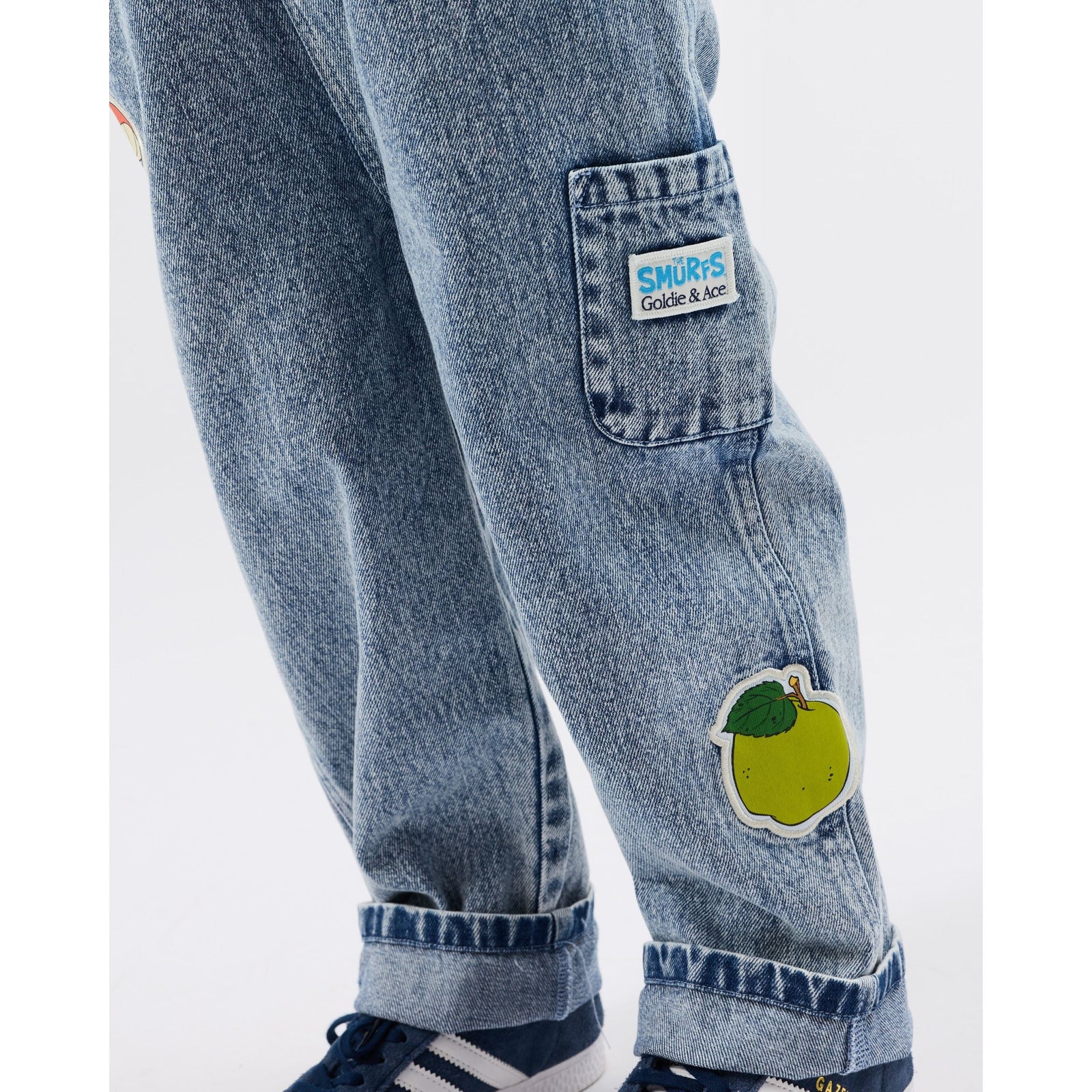 Child wearing Goldie & Ace x The Smurfs Patch Austin Overalls, view 2