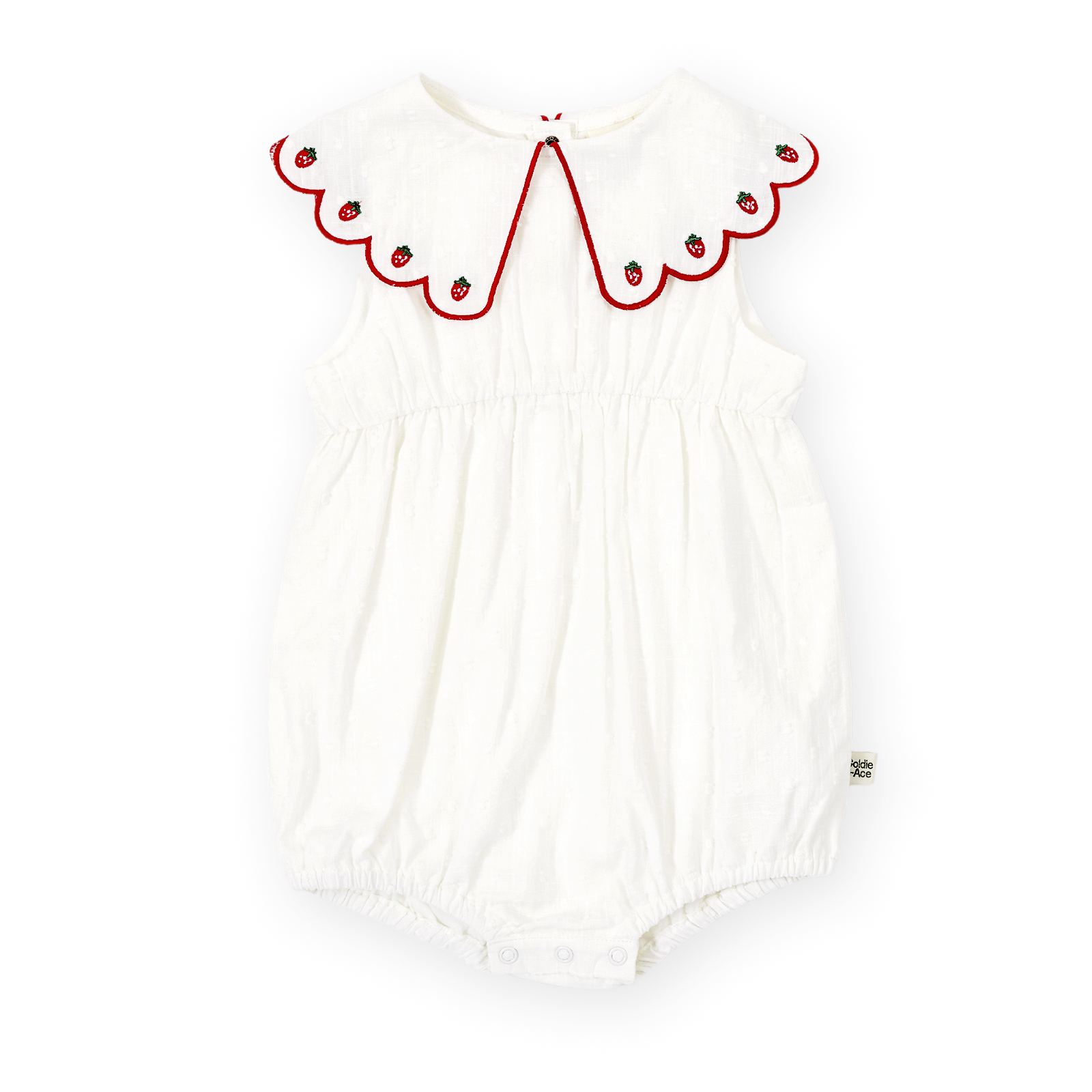 Scallop Collar Strawberry Romper