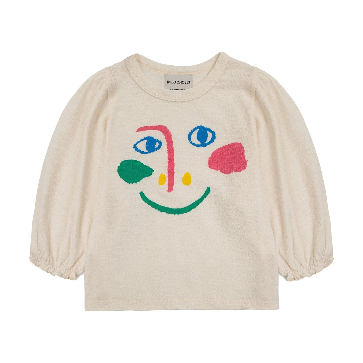 Smiling Mask Puffed Sleeves T-Shirt