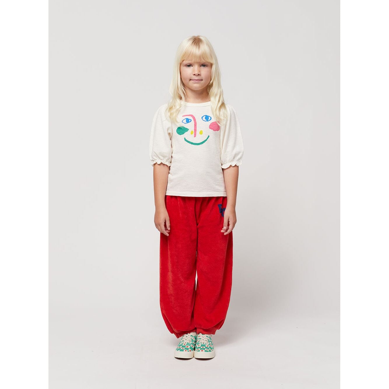 Smiling Mask Puffed Sleeves T-Shirt