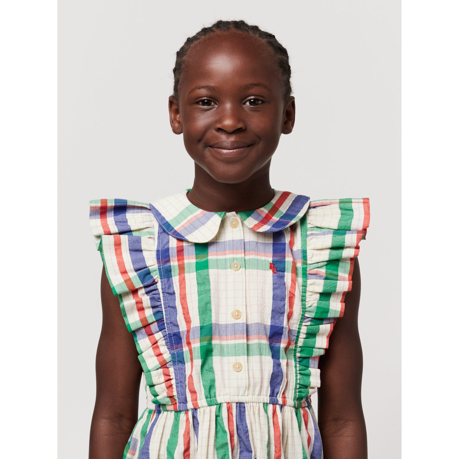 Madras Checks Ruffle Woven Dress