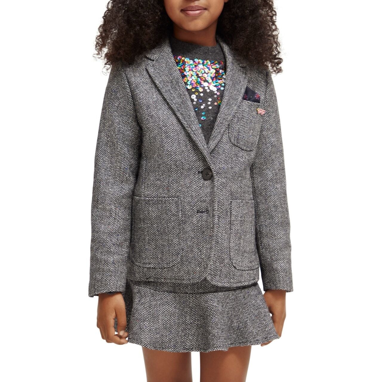Wool-Blend Herringbone Blazer