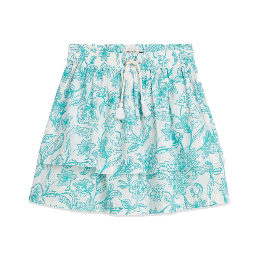 Printed Ruffle Skirt - Lucky Bandana Eggnog