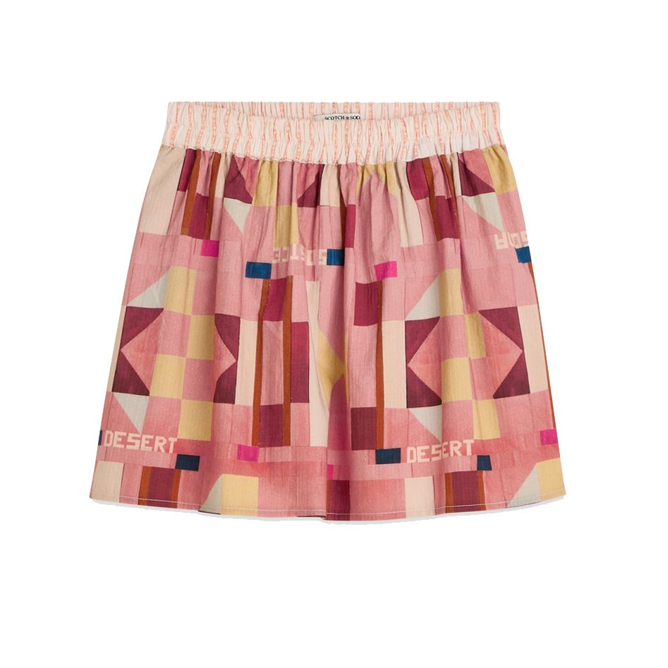 Printed Seersucker Skirt - Patchwork Canyon Clay