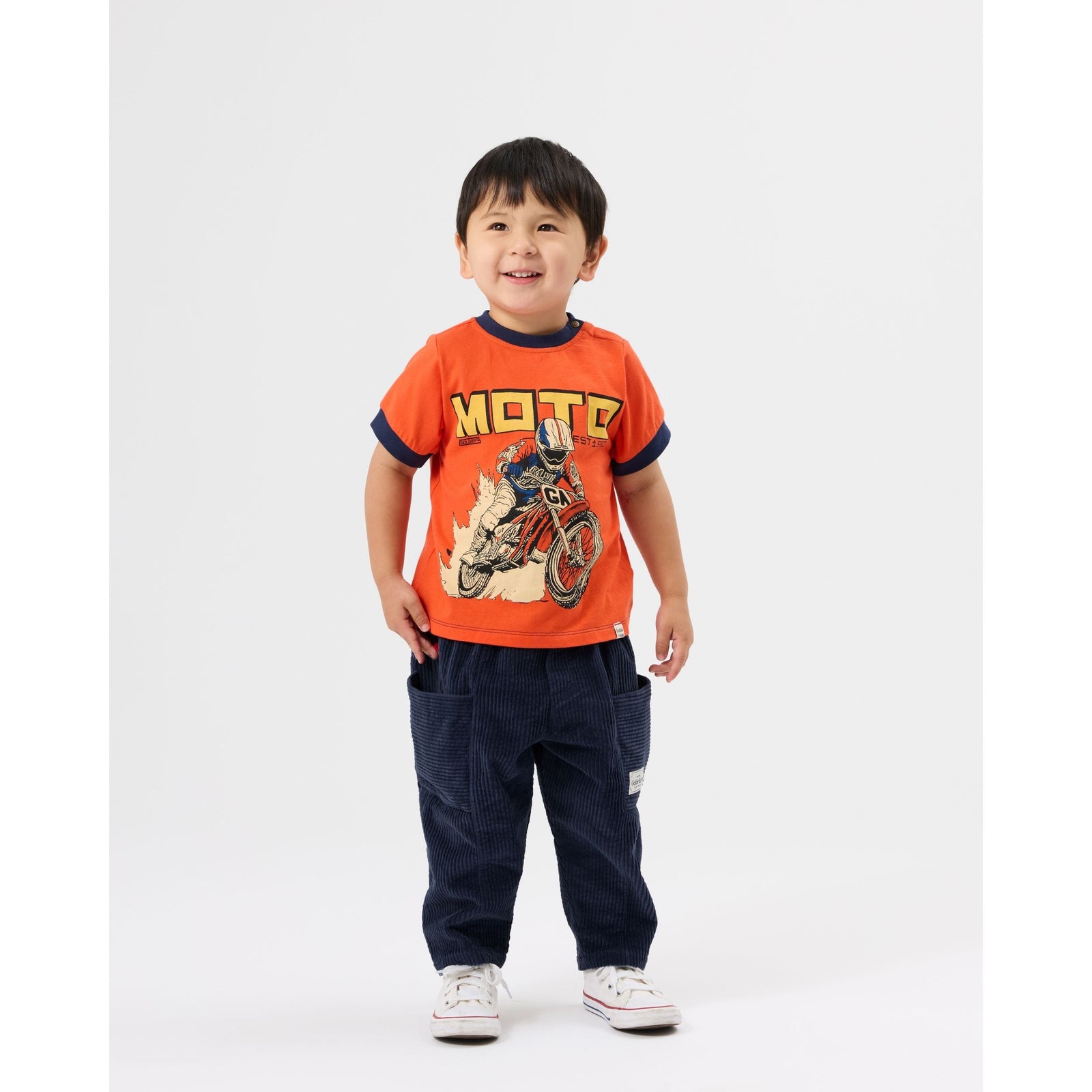 Child wearing Goldie & Ace Moto Ringer T-Shirt