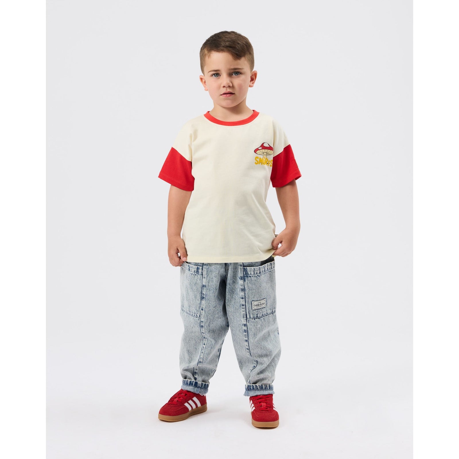 Child wearing Goldie & Ace x The Smurfs Classic T-Shirt, view 2