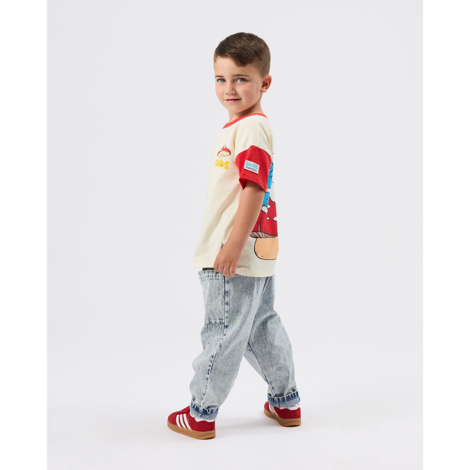 Child wearing Goldie & Ace x The Smurfs Classic T-Shirt, view 4