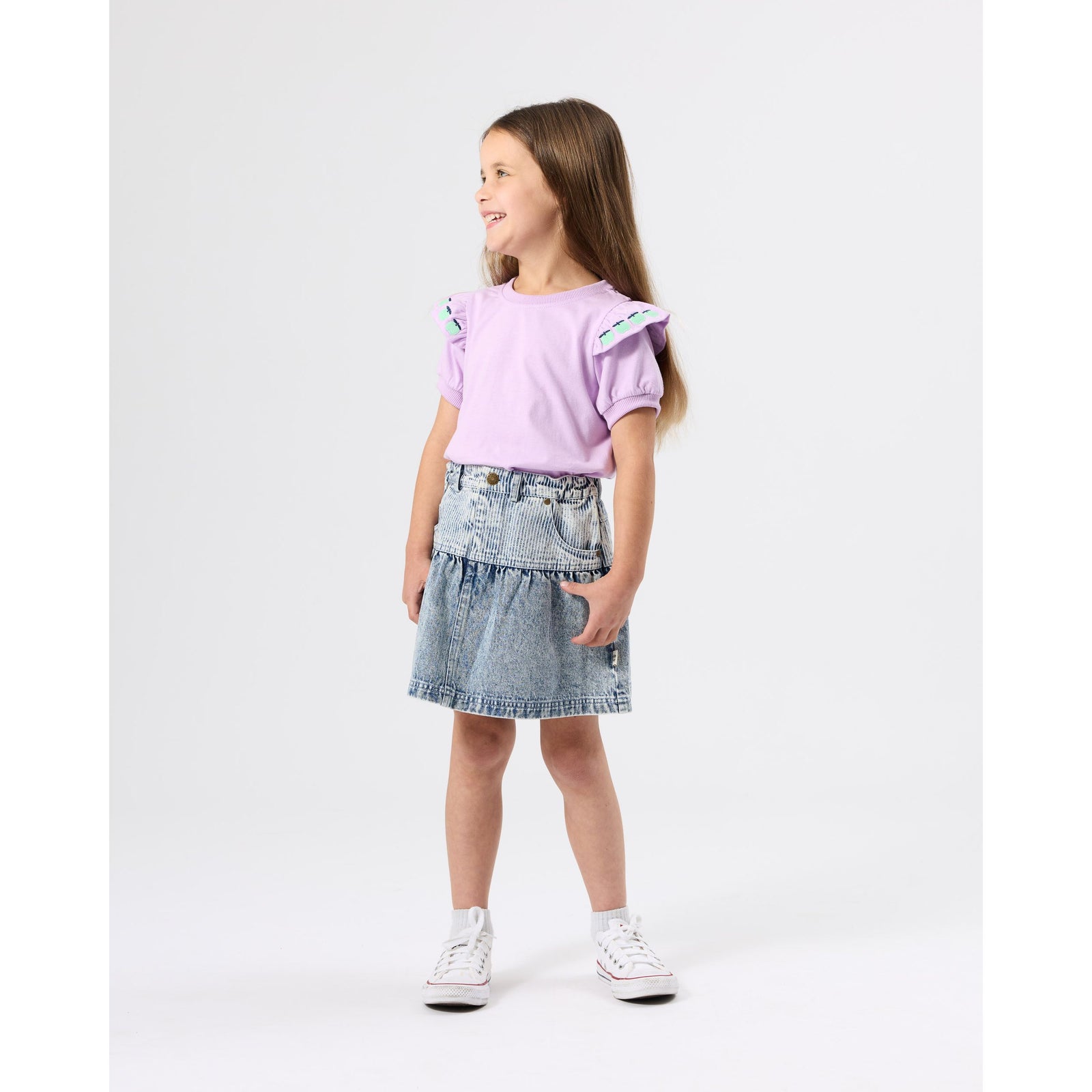 Flounce Shoulder Apple Top
