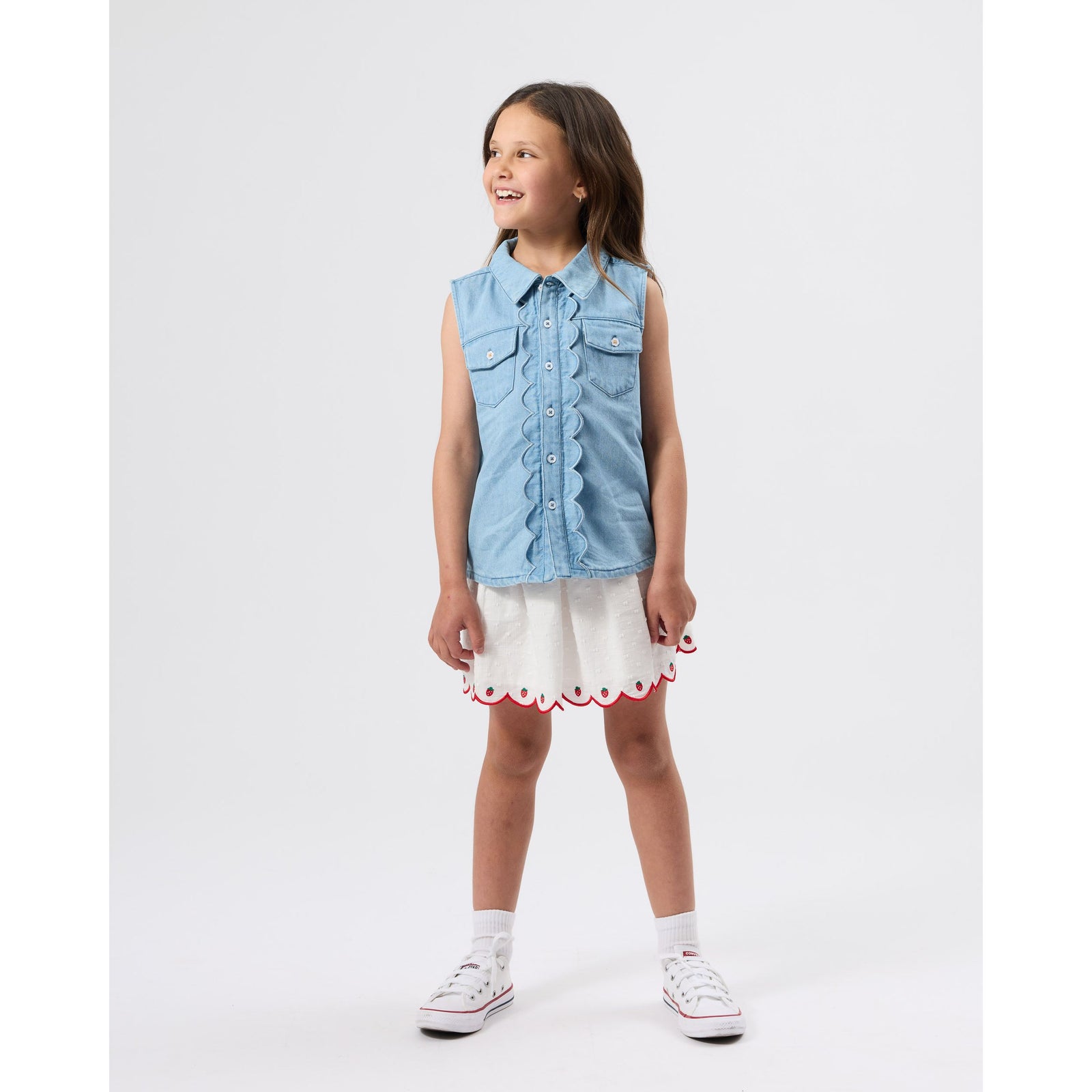 Scallop Hem Strawberry Skirt