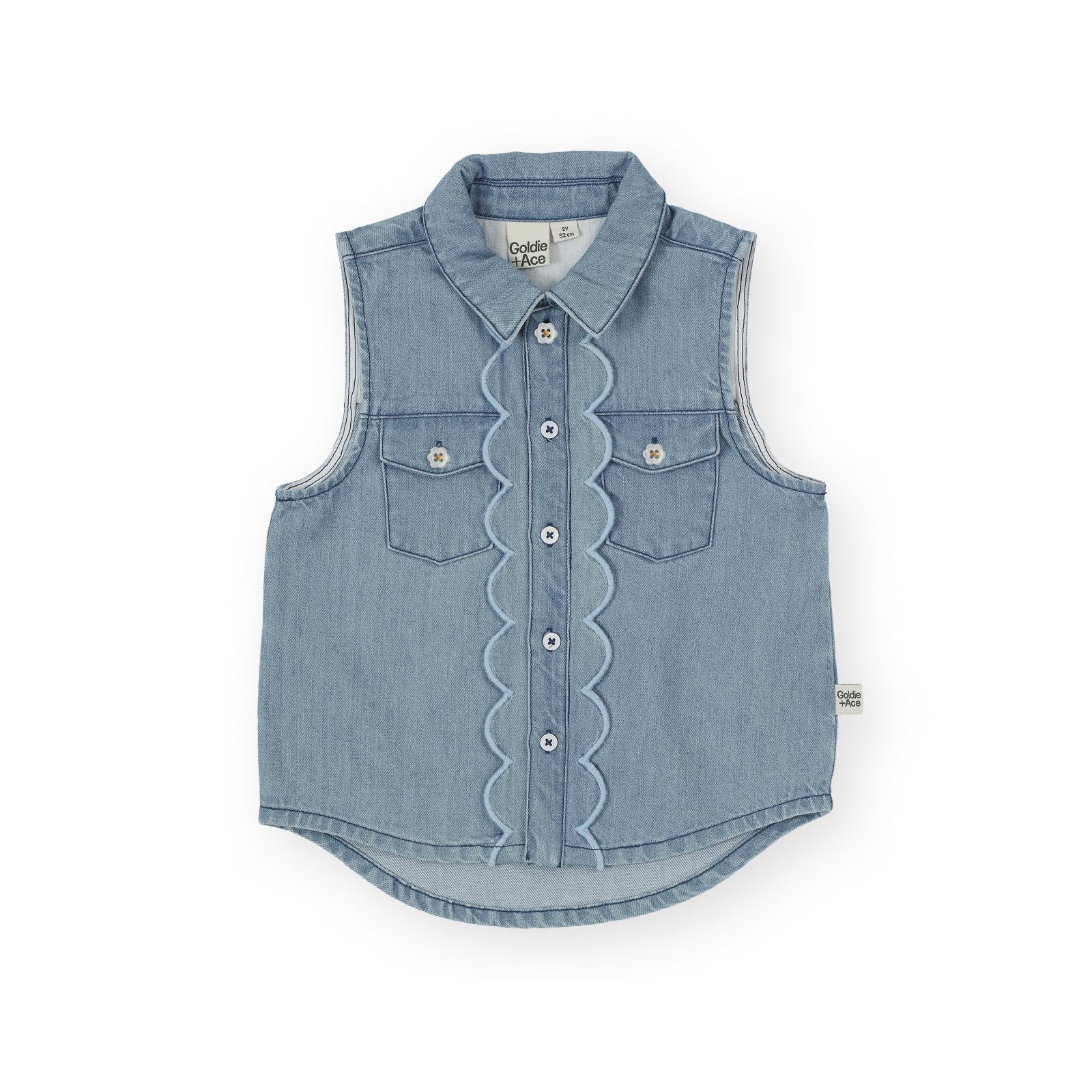 Scallop Edge Chambray Vest