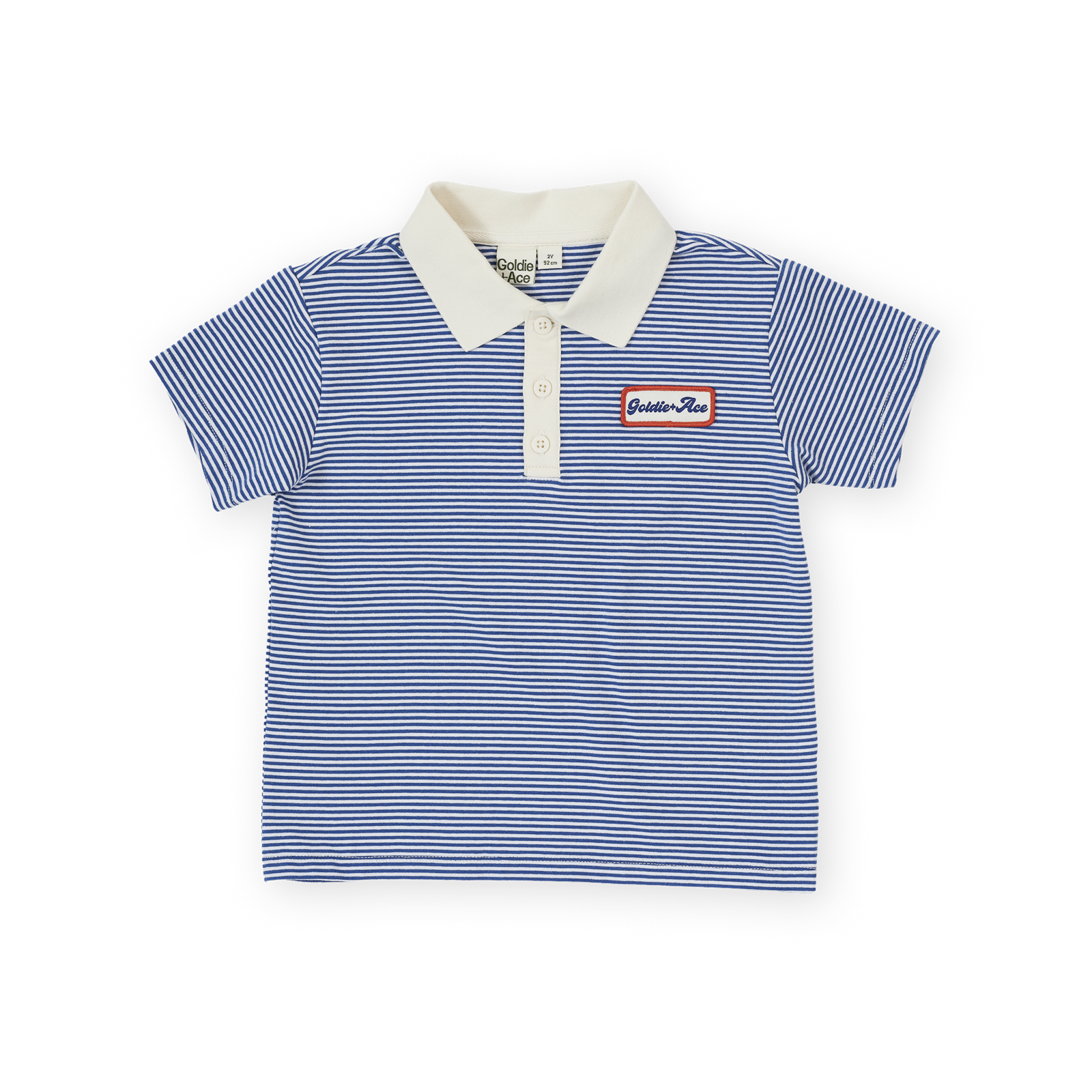 Navy Stripe Logo Polo Top