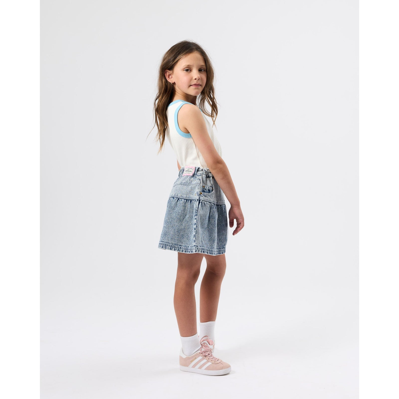 Embroidered Colour Pop Rib Singlet White