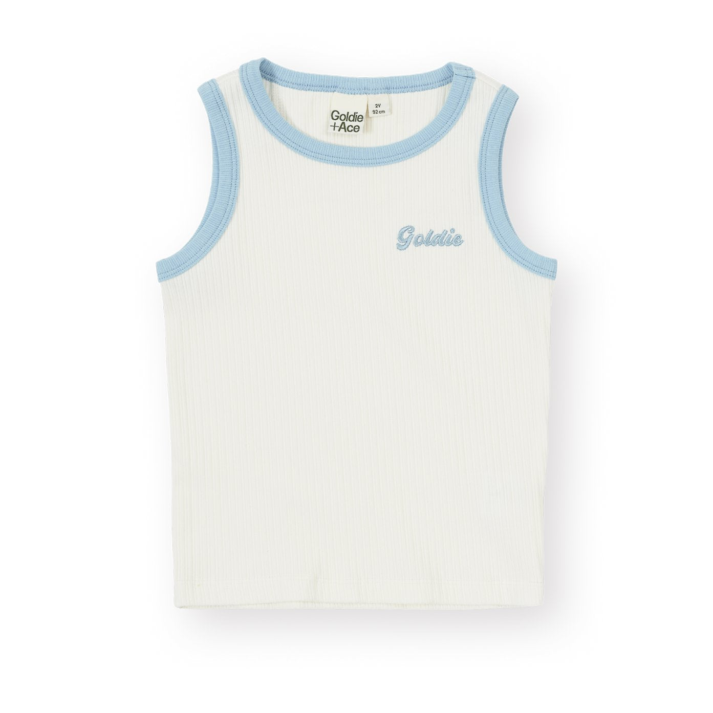 Embroidered Colour Pop Rib Singlet White