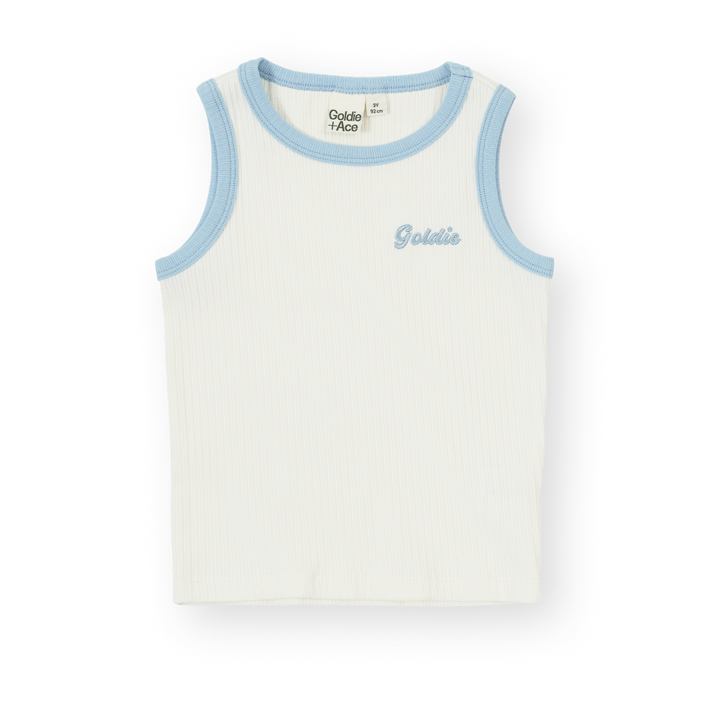 Embroidered Colour Pop Rib Singlet White