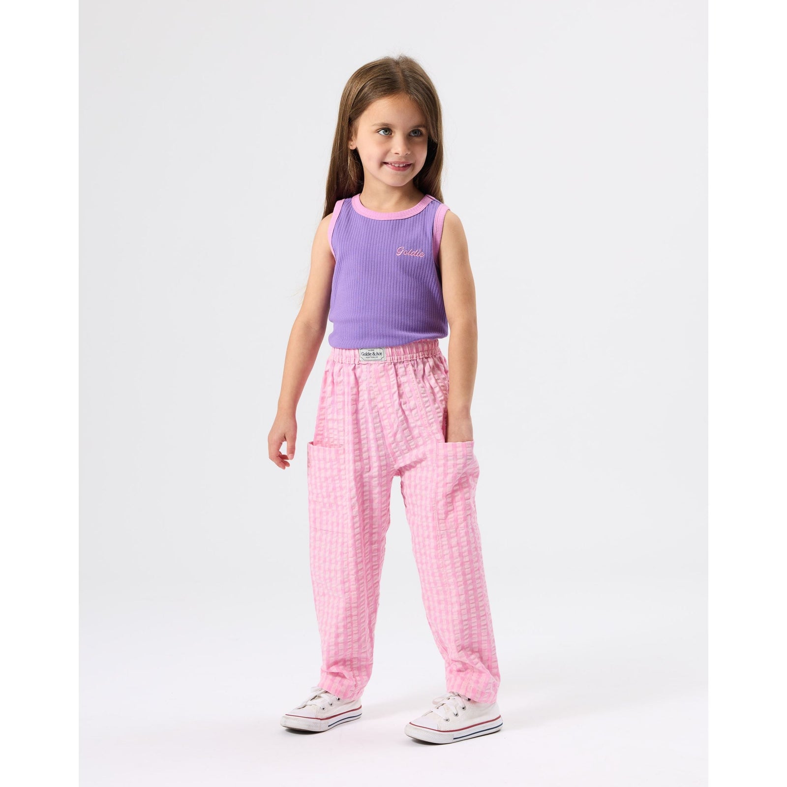 Embroidered Colour Pop Rib Singlet Purple