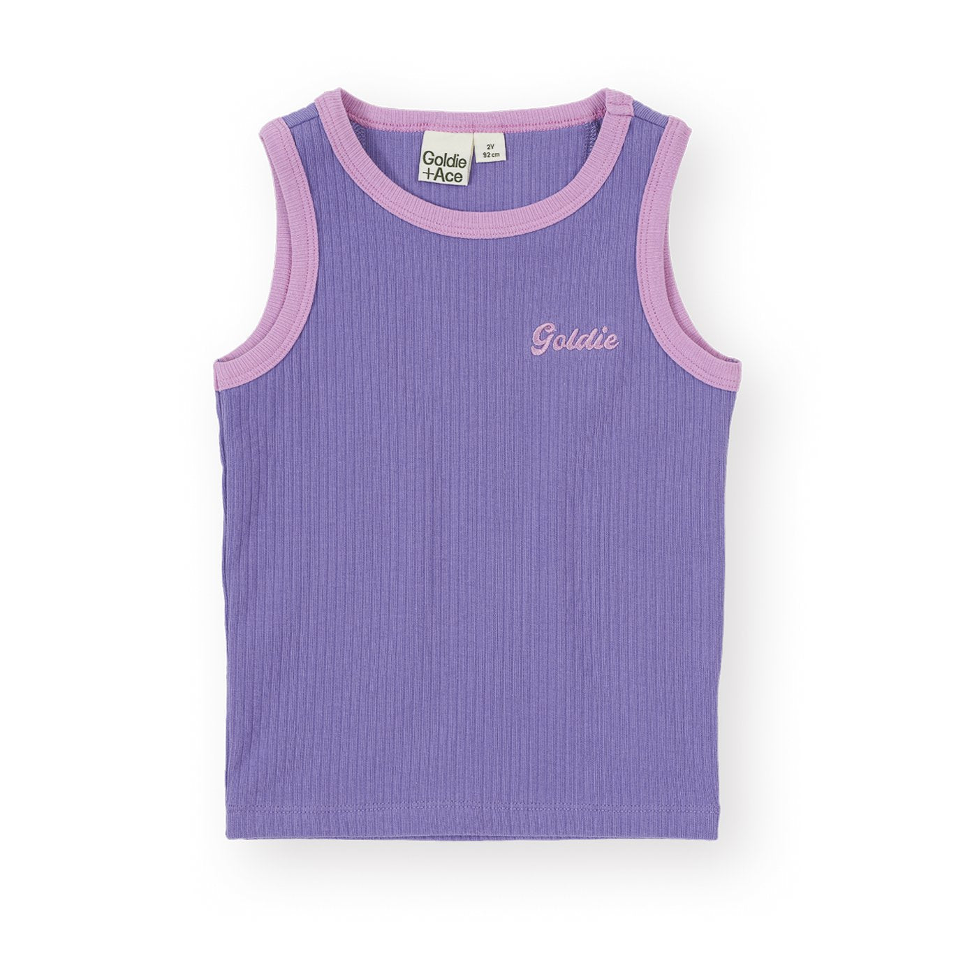 Embroidered Colour Pop Rib Singlet Purple