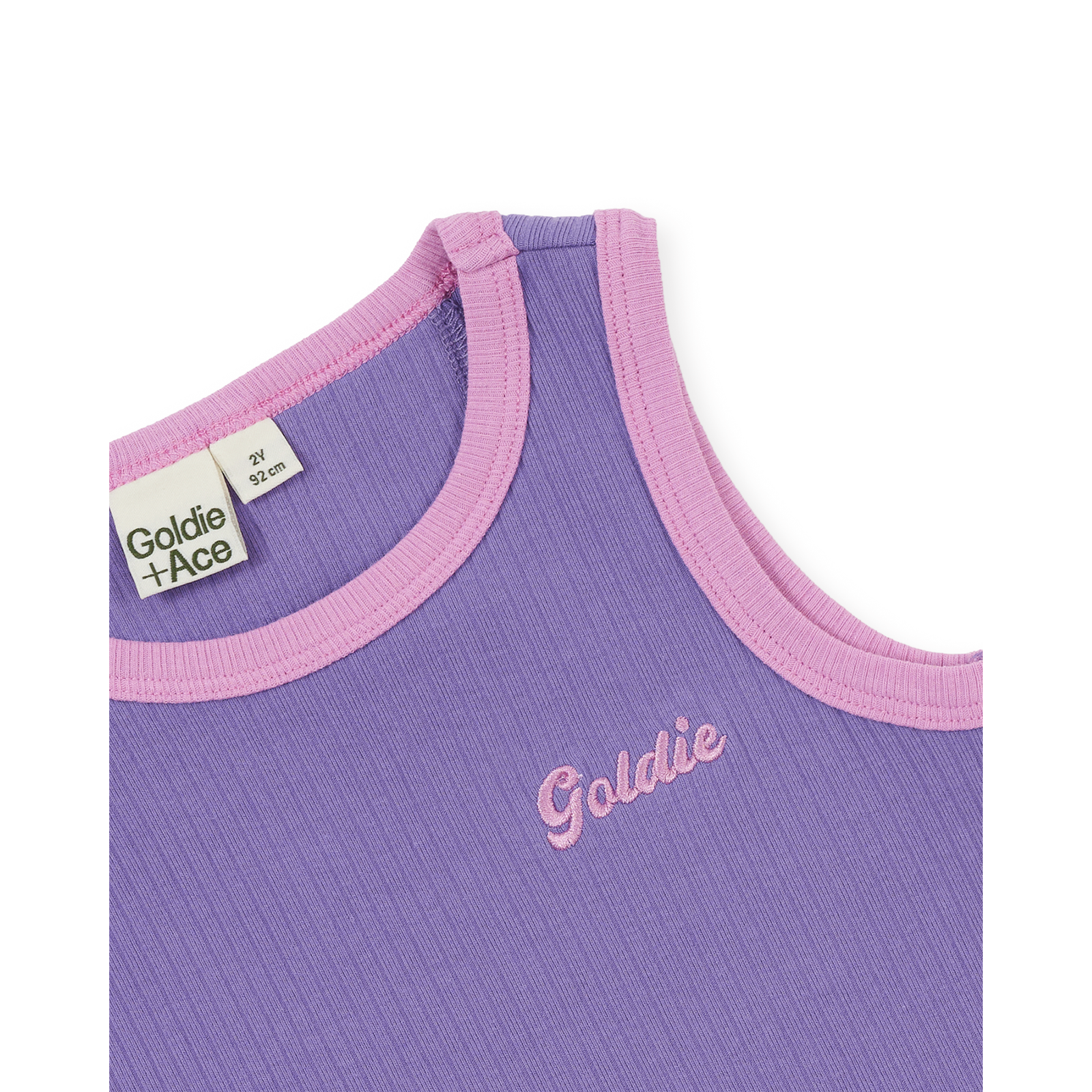 Embroidered Colour Pop Rib Singlet Purple