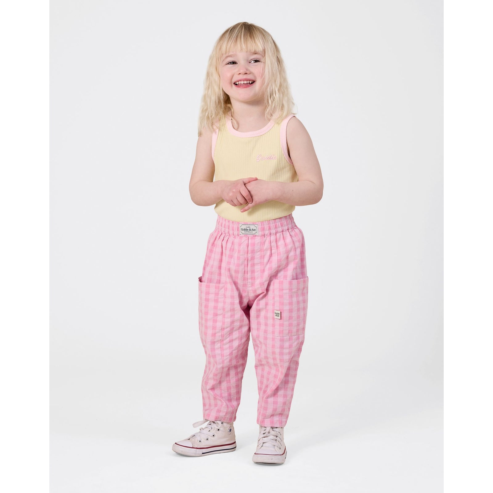 Embroidered Colour Pop Rib Singlet Yellow