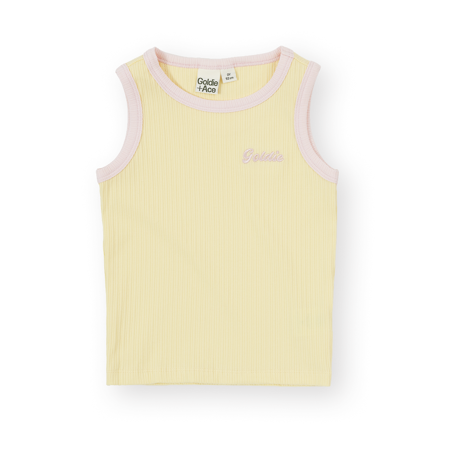 Embroidered Colour Pop Rib Singlet Yellow