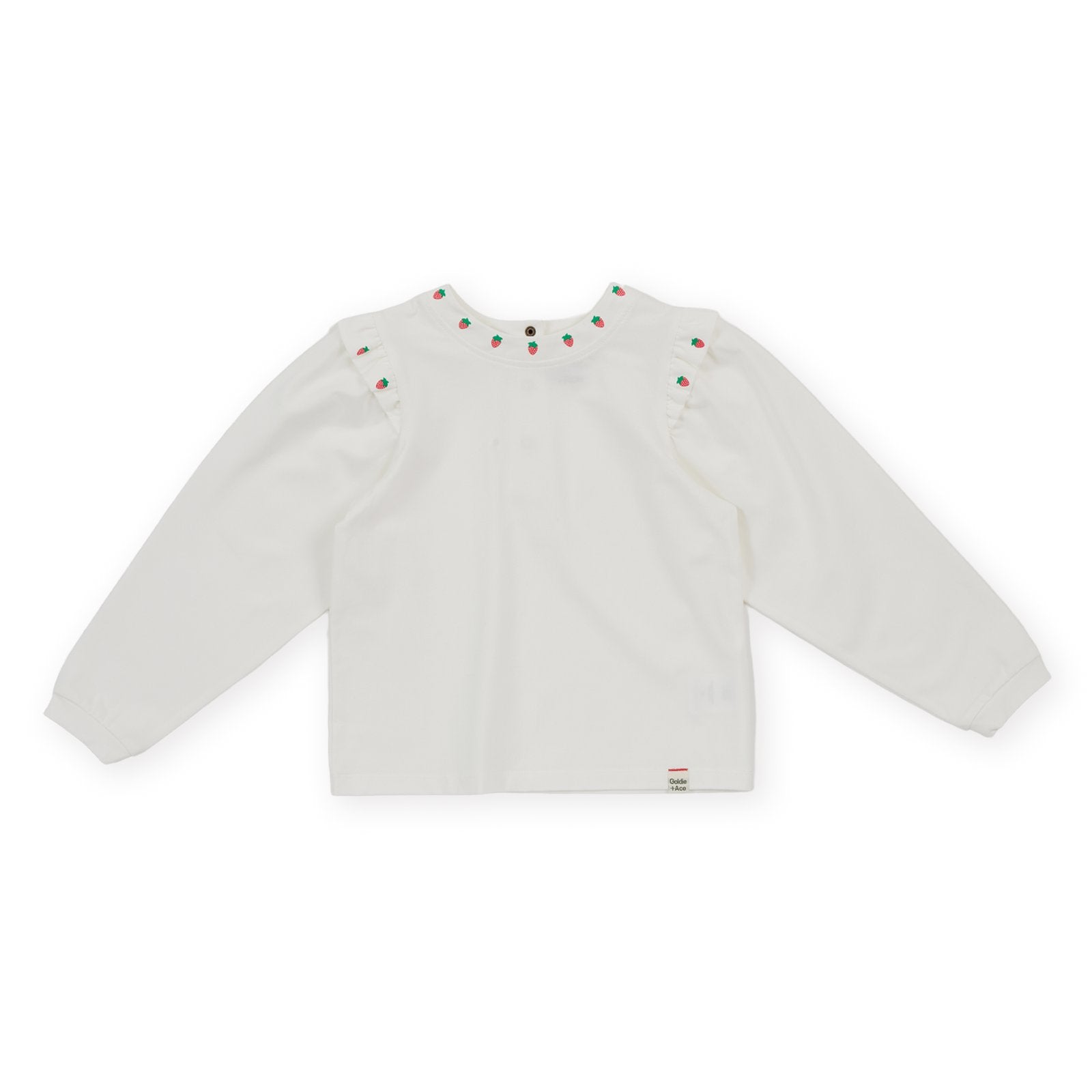 Goldie & Ace Mini Strawberry Long Sleeve Top, product flat lay