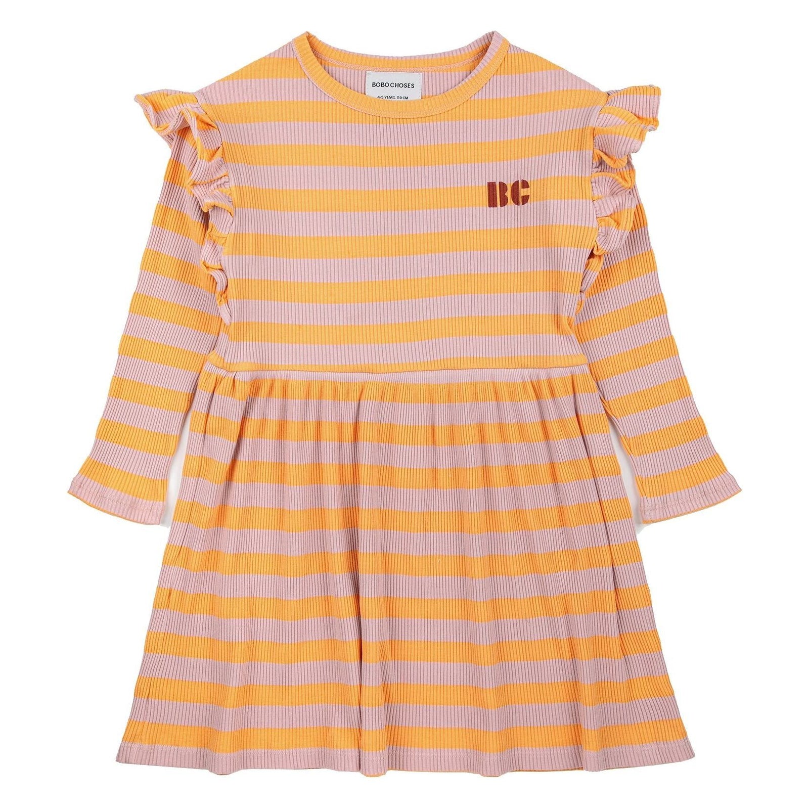 Horizontal Stripes Ruffles Dress