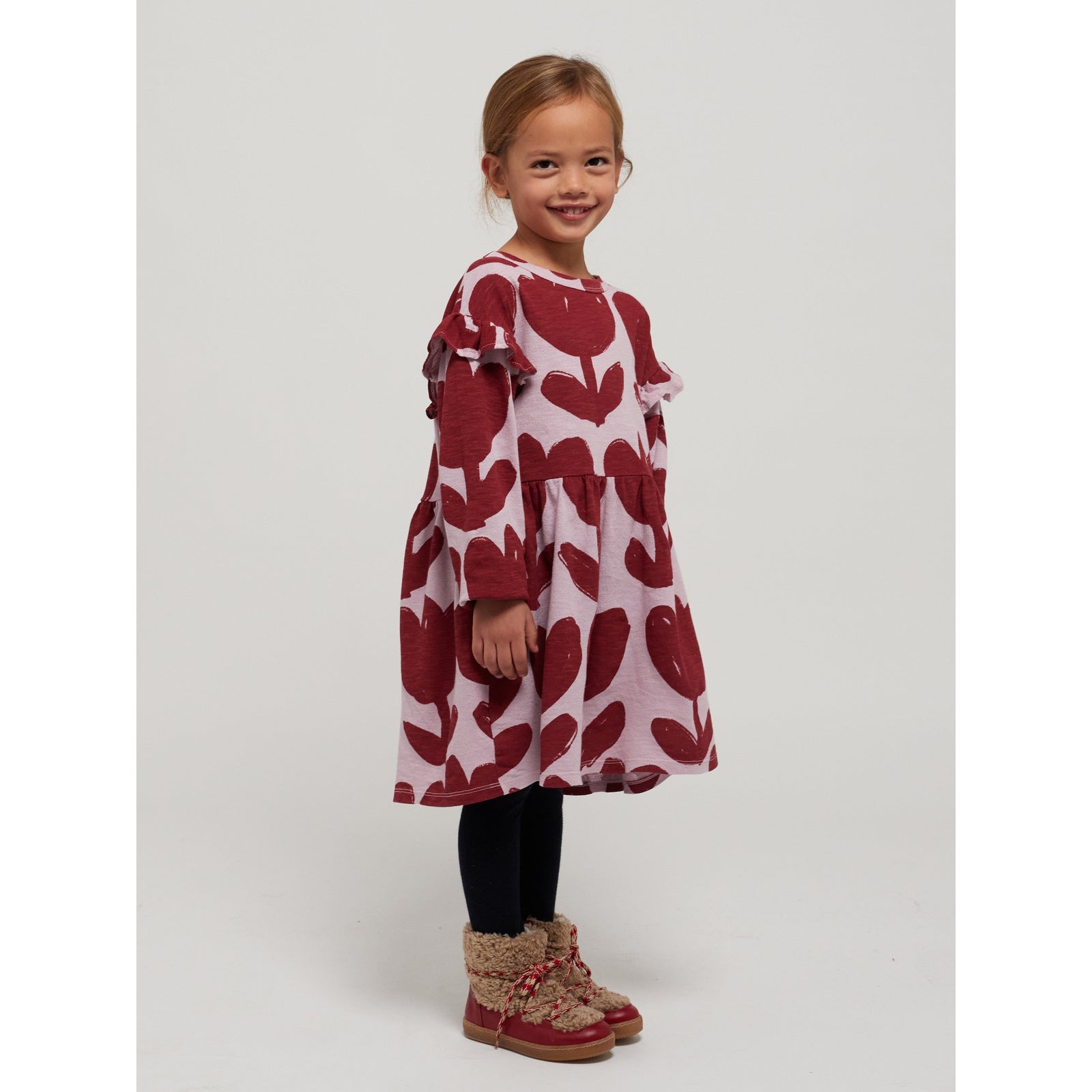 Retro Flowers All Over Ruffle Dress