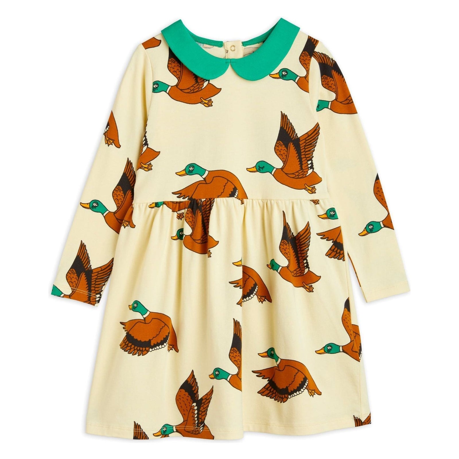 Ducks Aop Ls Dress - Yellow