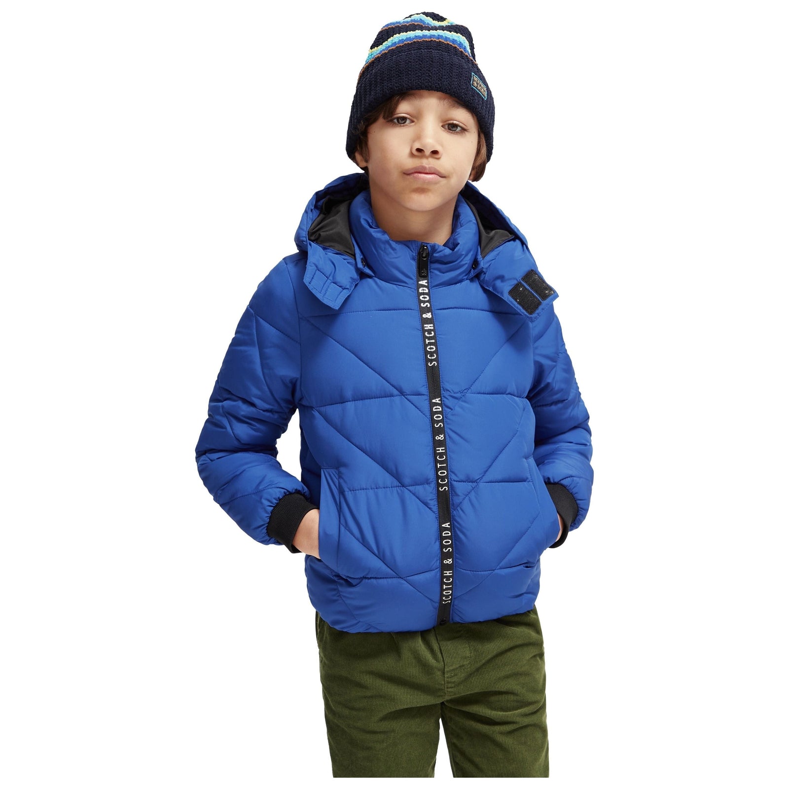 Water-Repellent Hooded Jacket - Cobalt