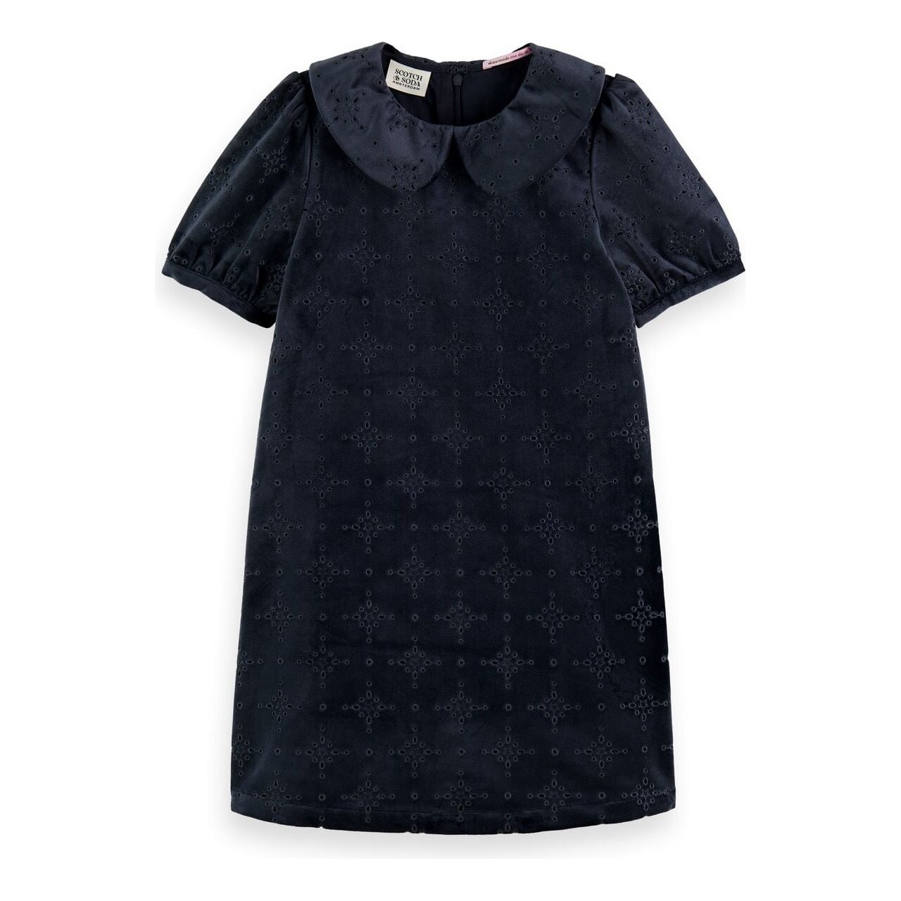 Velvet Broderie Anglaise Mini Dress