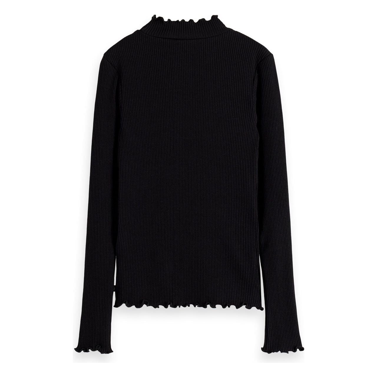 High-Neck Fitted Long-Sleeved T-Shirt