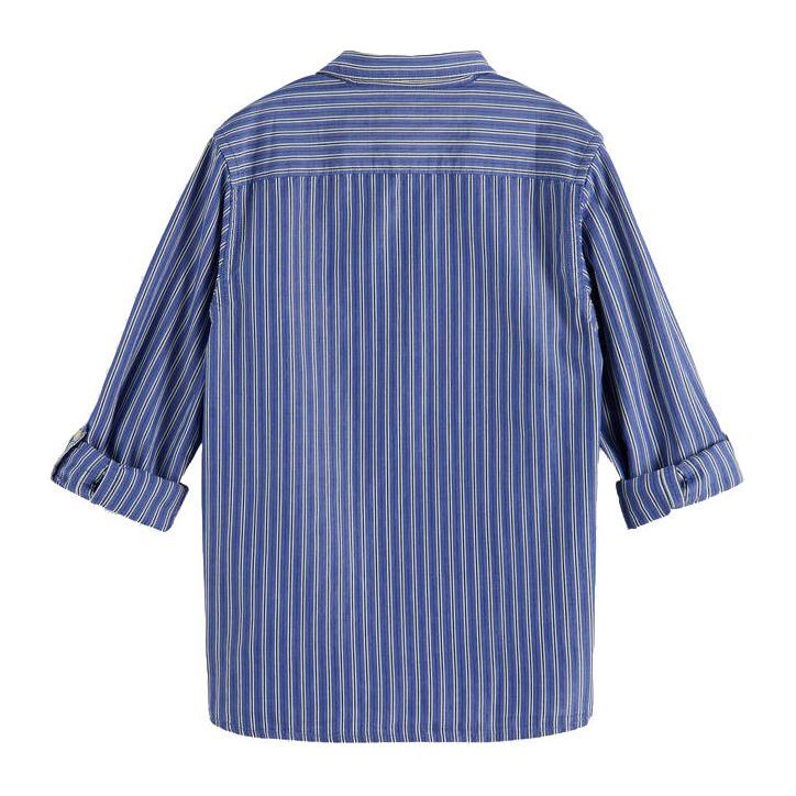 Organic Cotton Shirt With Sleeve Adjustment - Blue Stripe