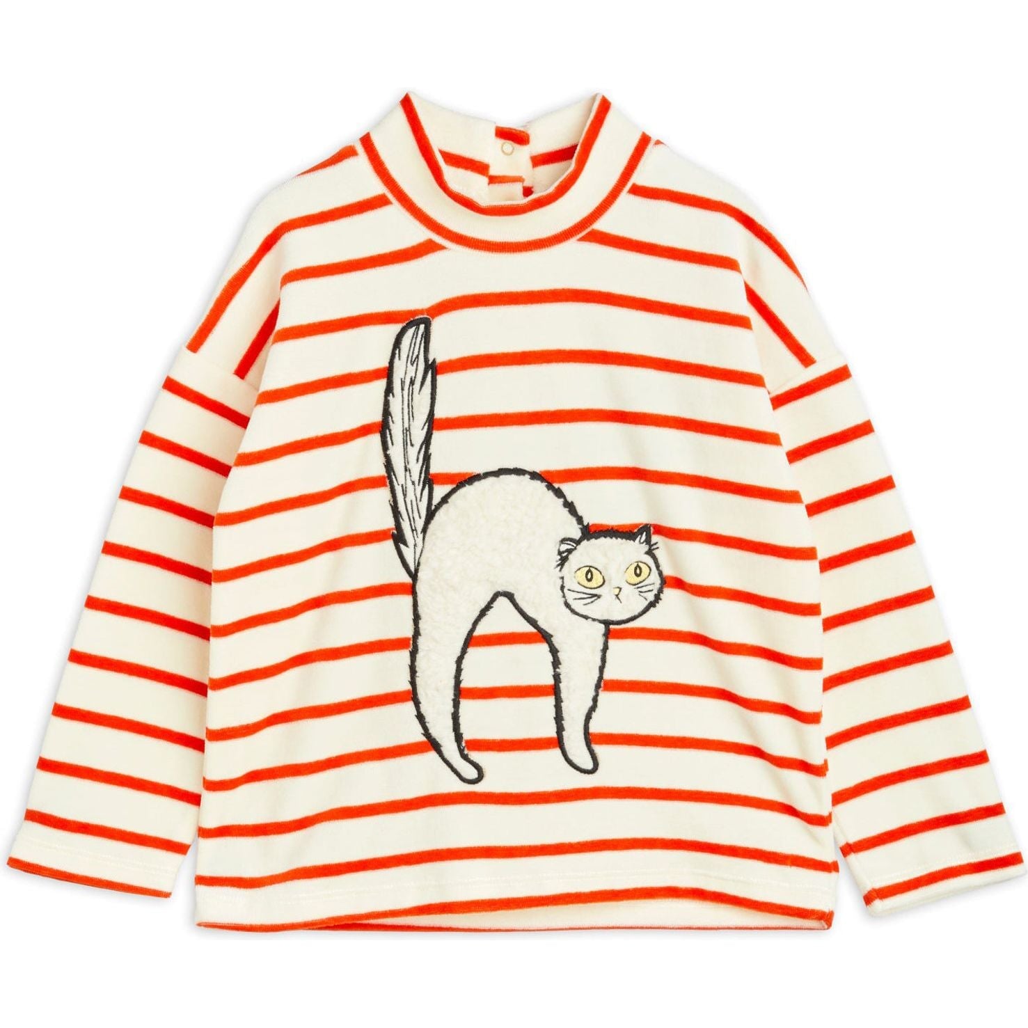 Angry Cat Stripe Application Velour Sweatshirt