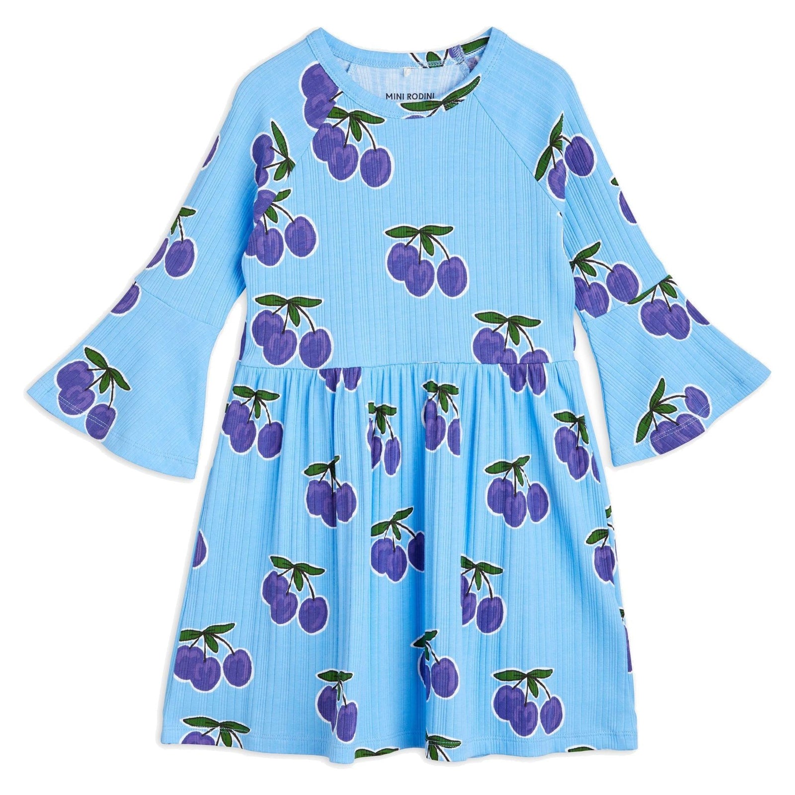 Plum Aop Trumpet Sleeve Dress