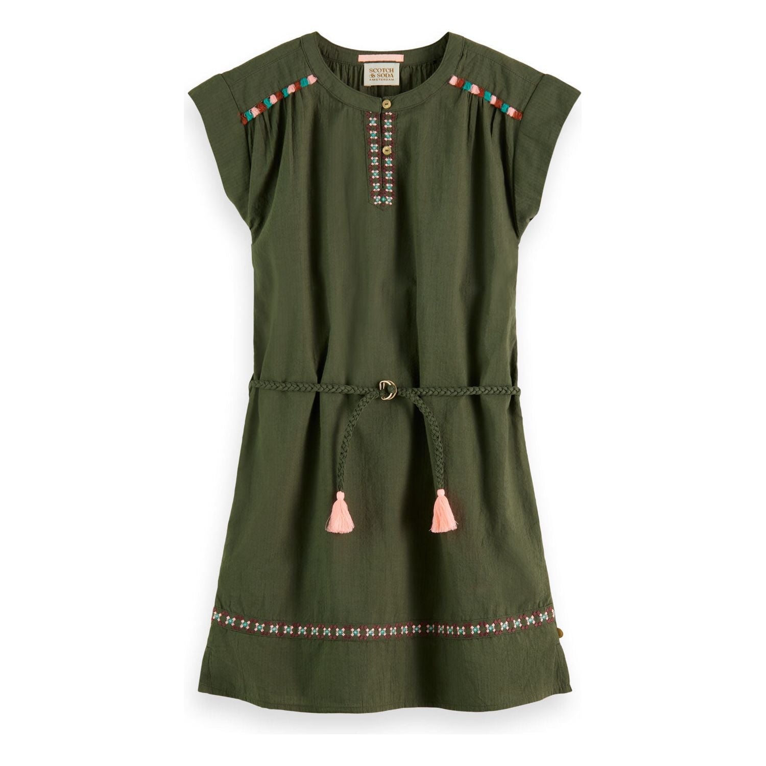 Embroidered Kaftan Dress - Seaweed Green