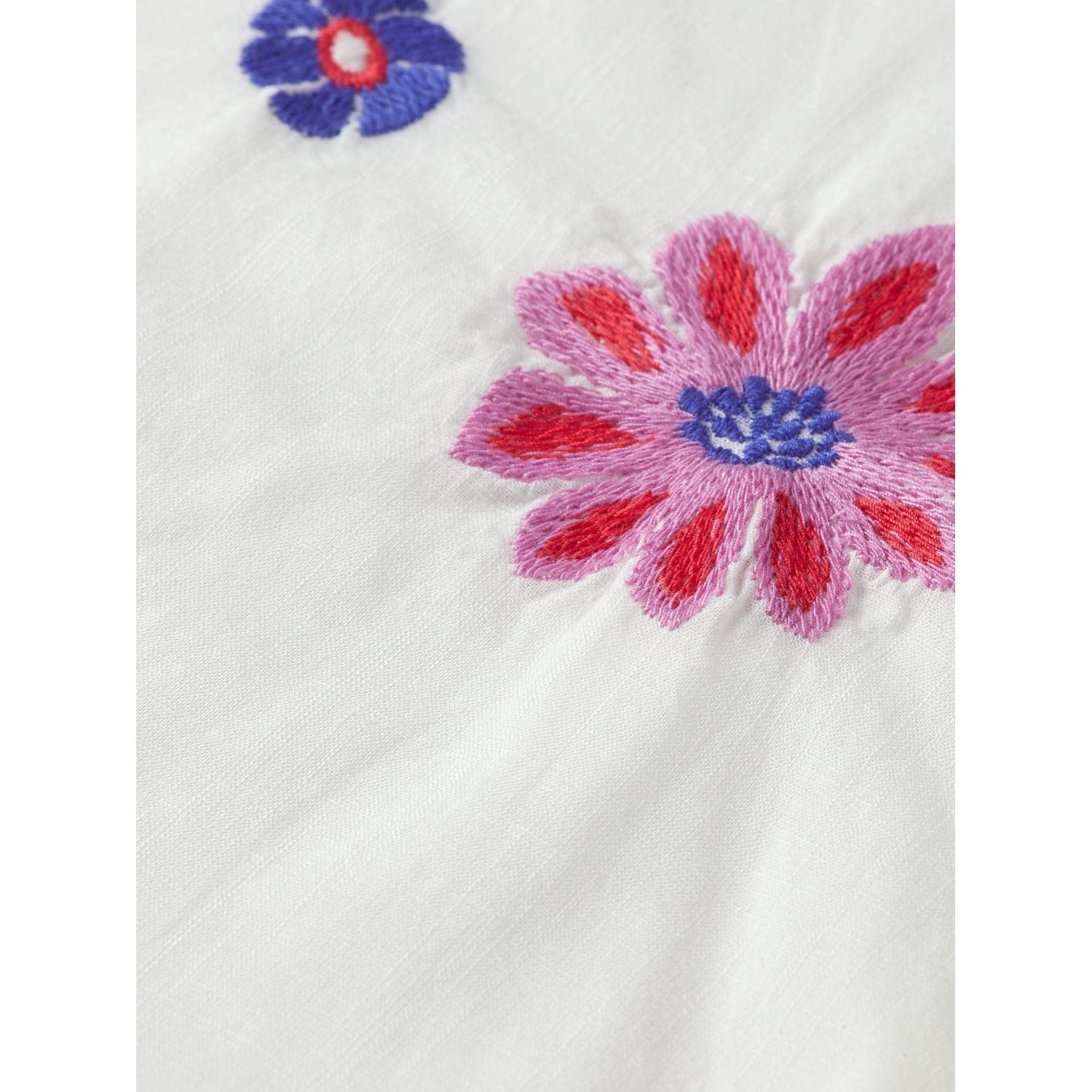 Flower Embroidered Kaftan Dress - Off White