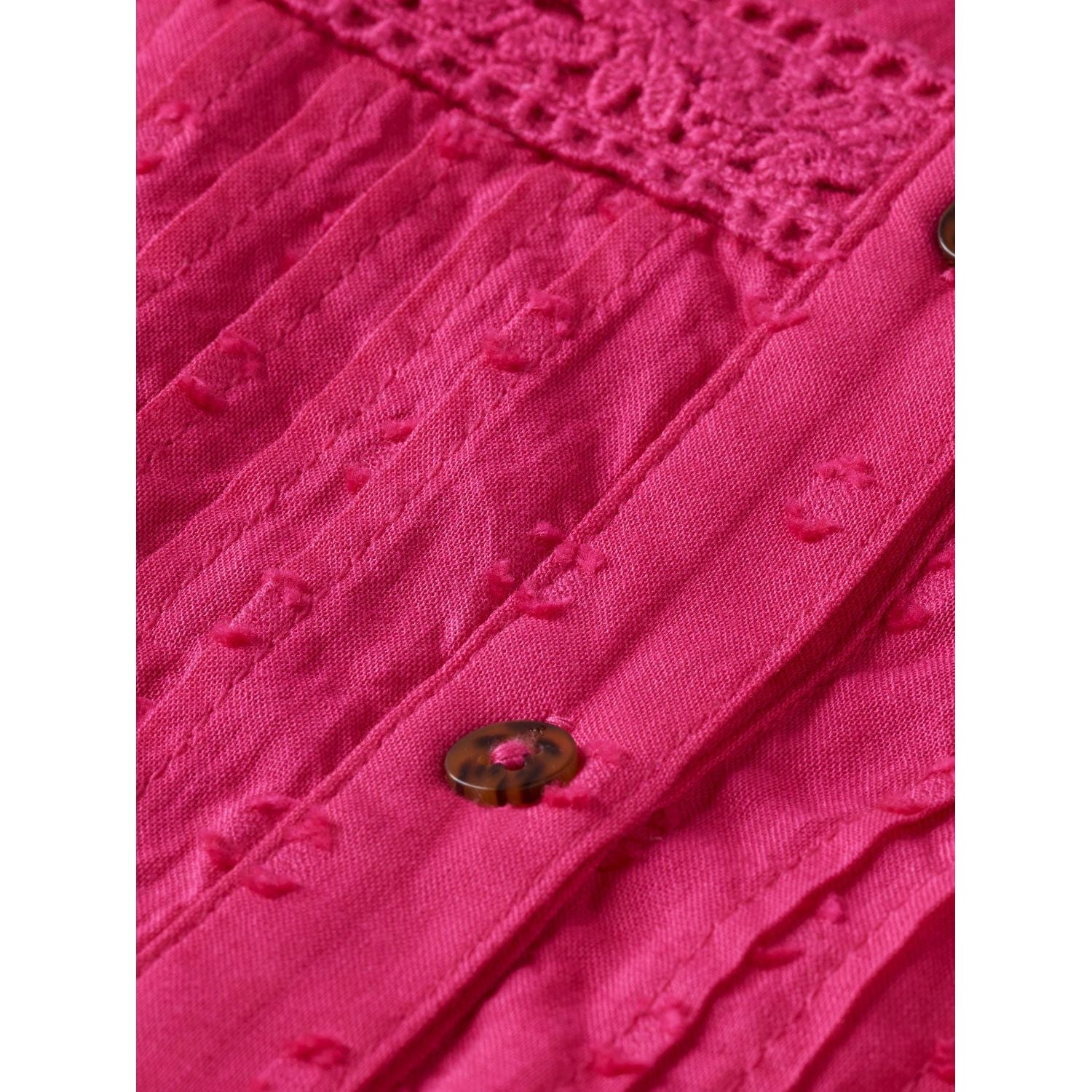 Sleeveless Clip Jacquard Dress - Fun Fuchsia