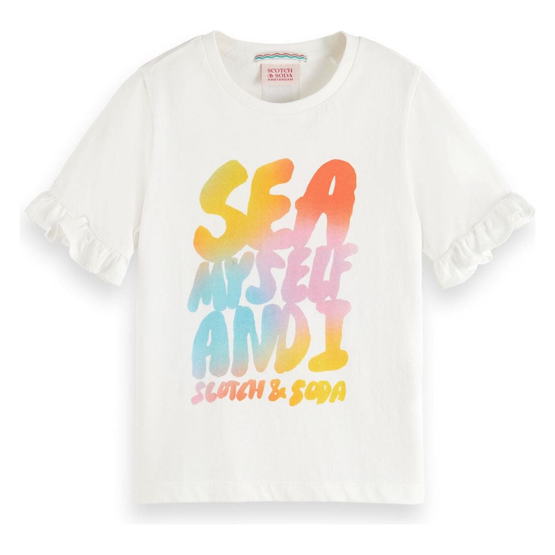 Ruffle Detail Regular-Fit T-Shirt - White