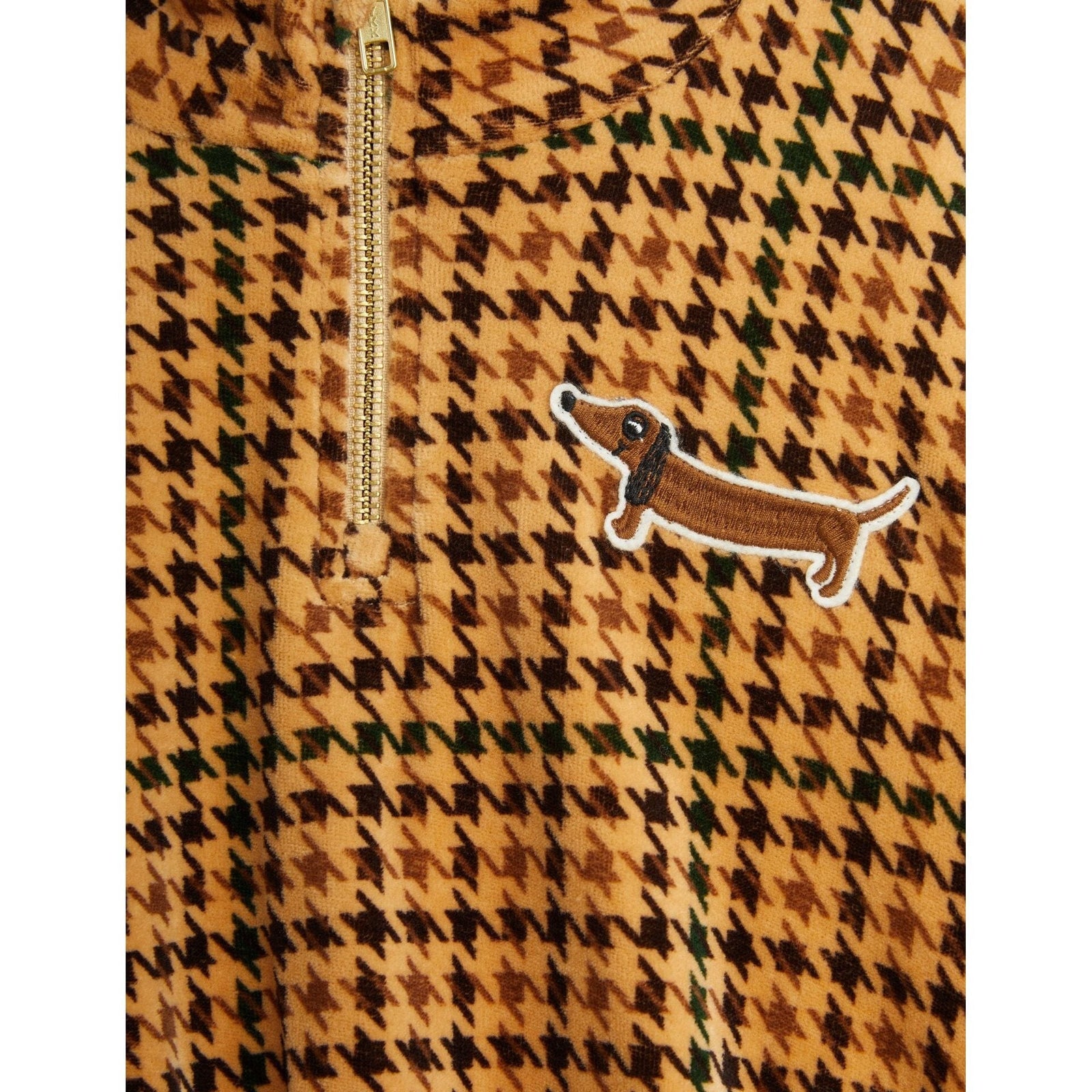 Dog Houndstooth Aop Velour Halfzip Sweatshirt