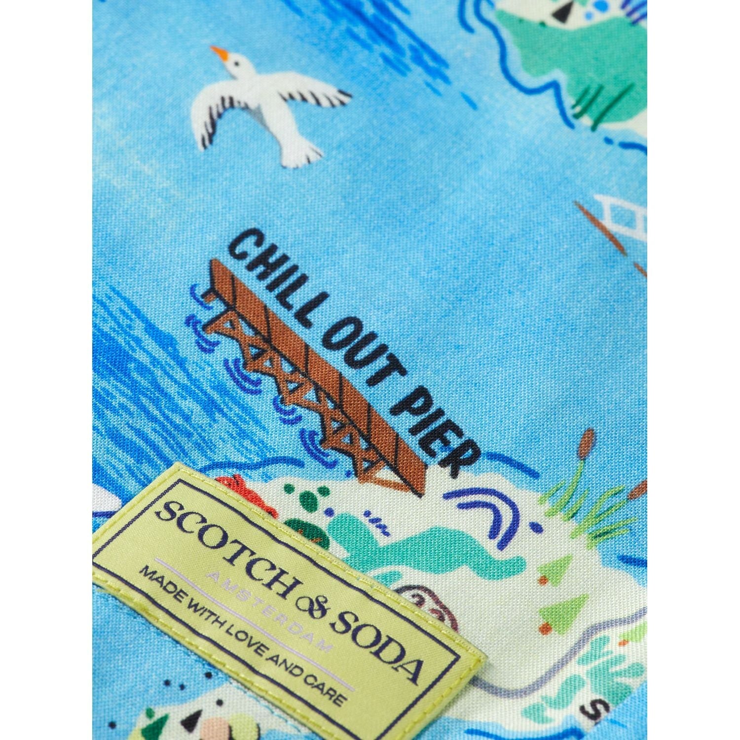 Kids - Printed Viscose Shirt - Hampton Islands Blue