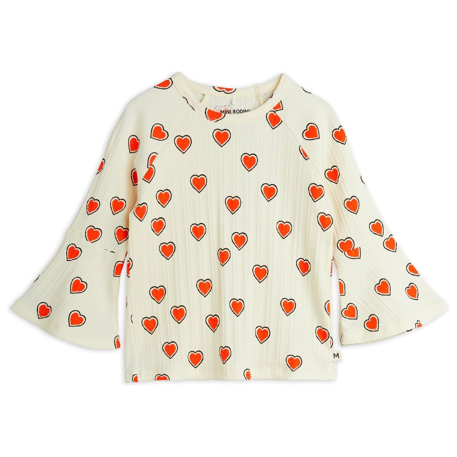 Outlined Hearts Trumpet Sleeve Top