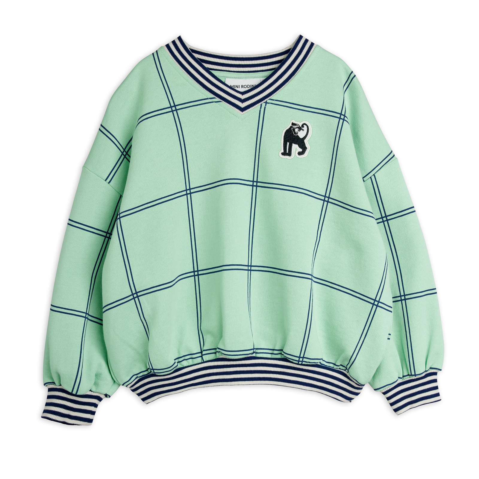 Check Aop Panther Patch Sweatshirt - Green
