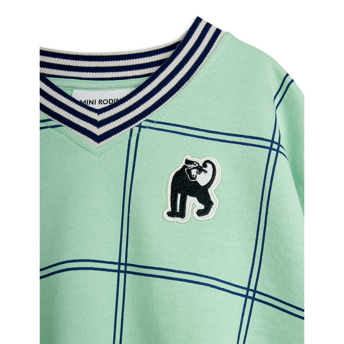 Check Aop Panther Patch Sweatshirt - Green