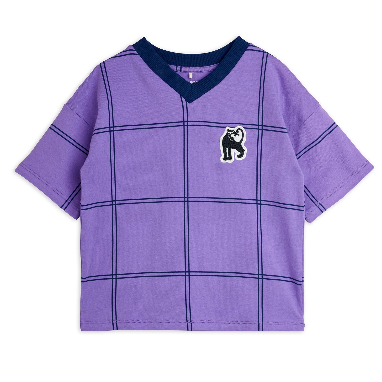 Check Aop Panther Patch Ss Tee - Purple