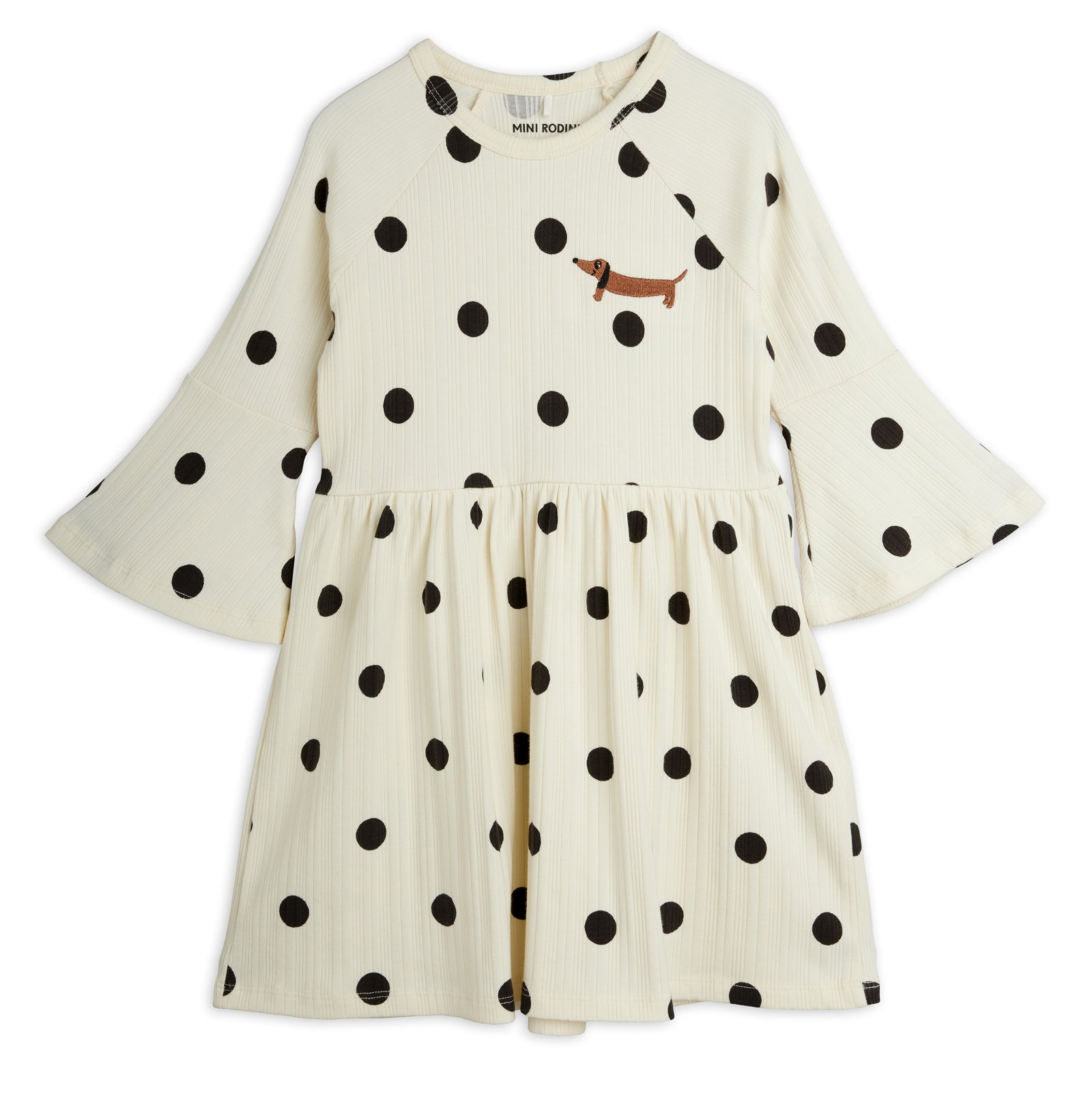 Dots Dog Trumpet Sleeve Dress