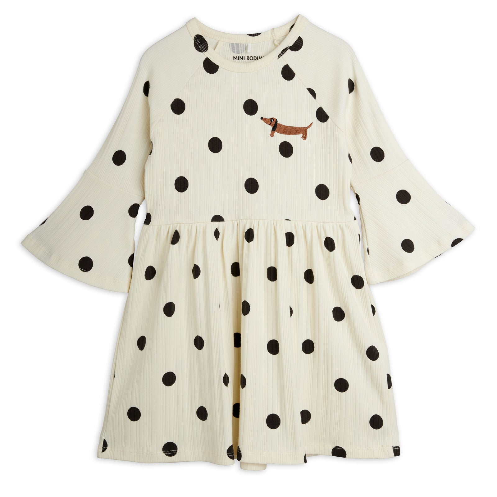 Dots Dog Trumpet Sleeve Dress