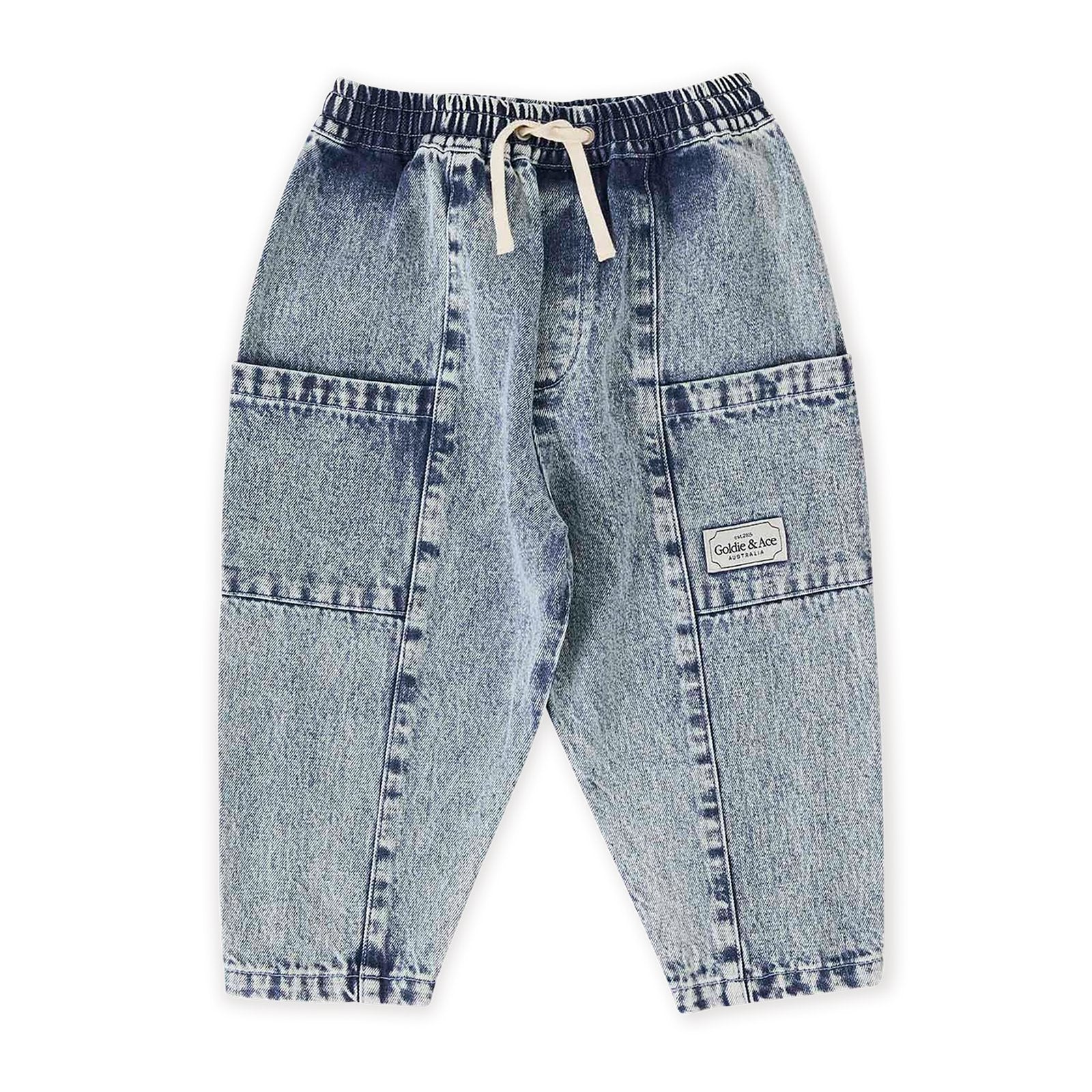 Goldie & Ace Kit Denim Pocket Pant Light Denim, product flat lay