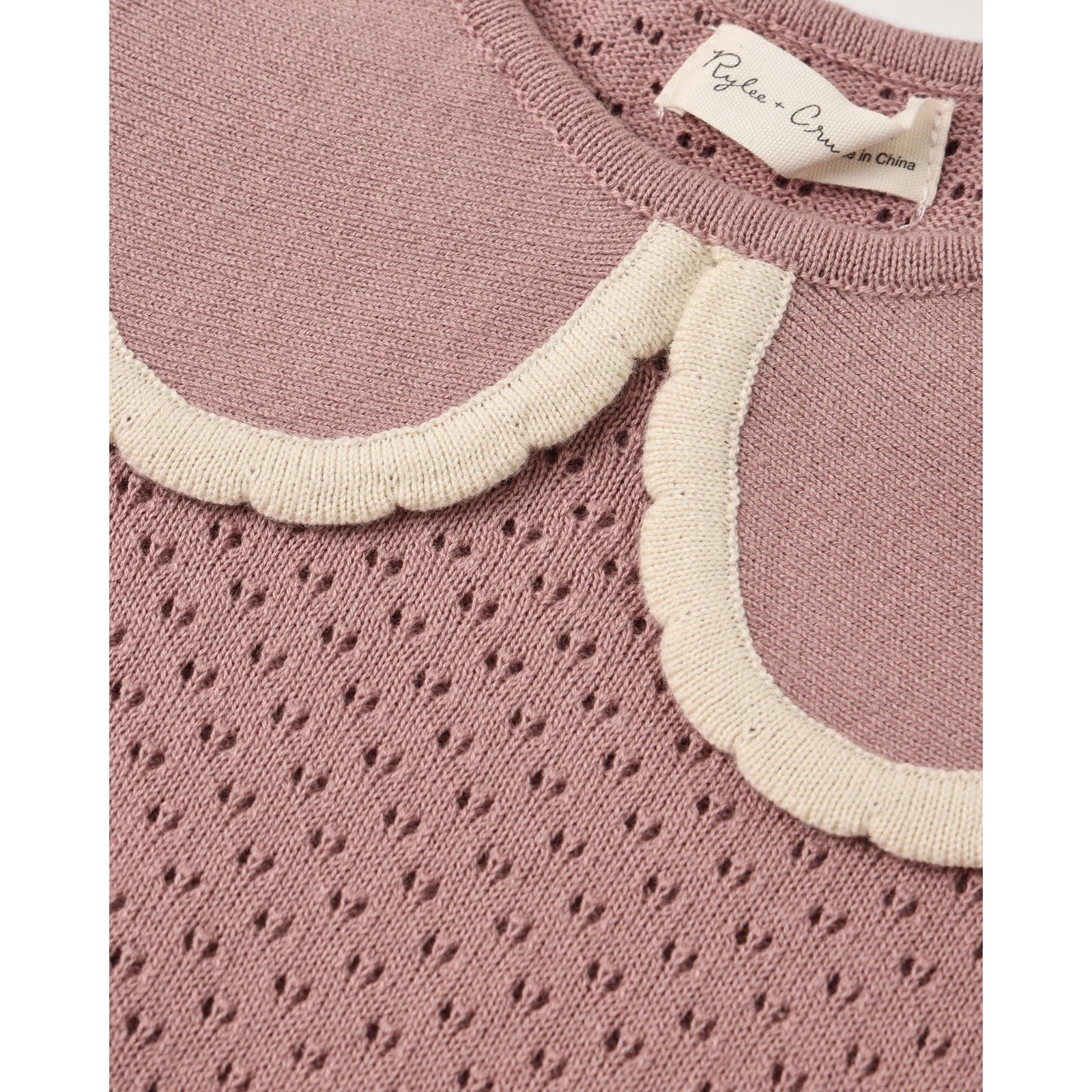 Pointelle Collared Top Rosewood