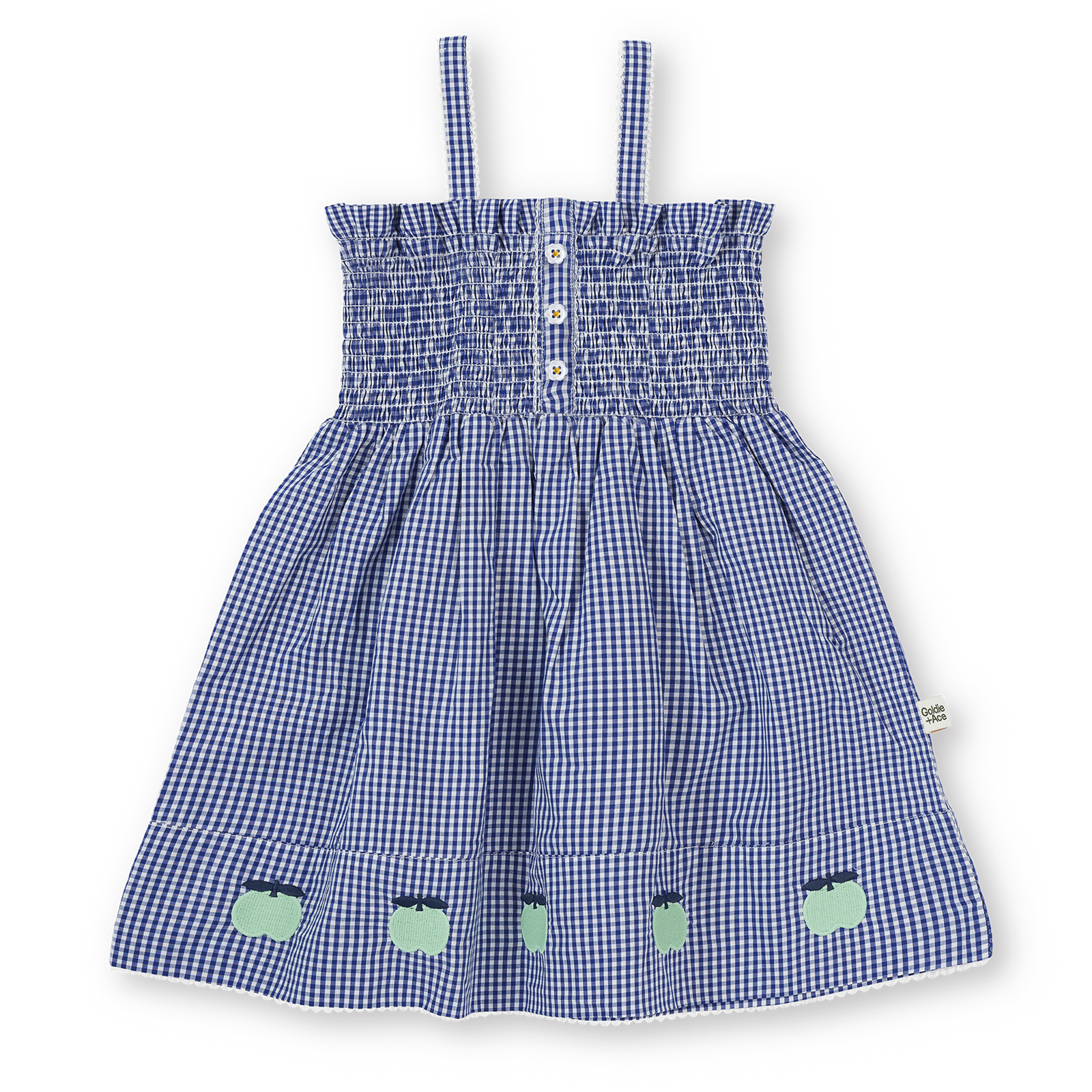 Shirred Gingham Apple Dress