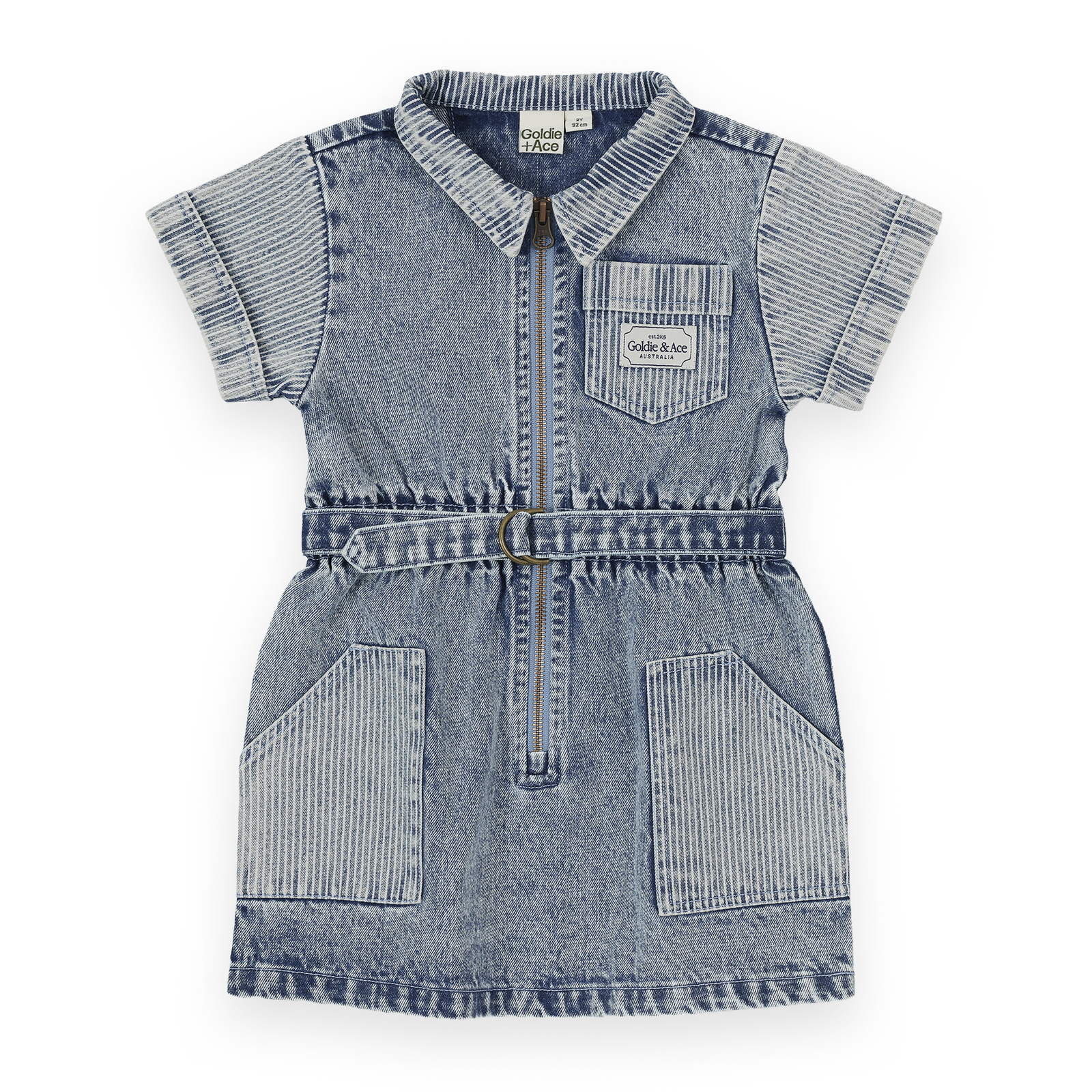 Piper Pinstripe Denim Belted Dress
